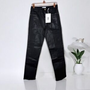 NWT FRAME Denim Le Sylvie Slender Straight Coated Black Jeans REVOLVE Size 27
